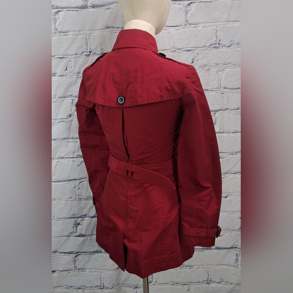 Burberry Women's Trench Coat Jacket Red Brookesby Short Length Size 2 US - Picture 7 of 16